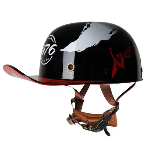 Black, Red and White Venom Retro Baseball Cap Motorcycle Helmet is brought to you by KingsMotorcycleFairings.com