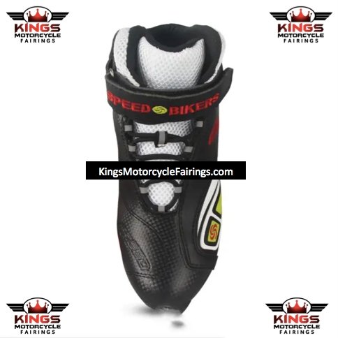 Black, Red, White & Yellow Riding Tribe Motorcycle Short Boot is brought to you by KingsMotorcycleFairings.com