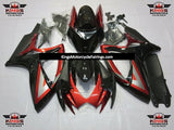 Black, Red and Silver Fairing Kit for a 2006 & 2007 Suzuki GSX-R600 motorcycle