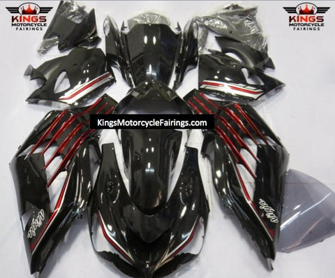 Fairing kit for a Kawasaki Ninja ZX14R (2012-2021) Black, Red & Silver
