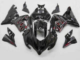 Black, Red and White Flame Fairing Kit for a 2004 & 2005 Kawasaki ZX-10R motorcycle