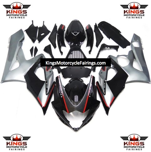 Suzuki GSXR1000 (2005-2006) Black, Silver & Red Fairings