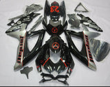 Black, Silver and Red Jordan 23 Fairing Kit for a 2008, 2009, & 2010 Suzuki GSX-R600 motorcycle