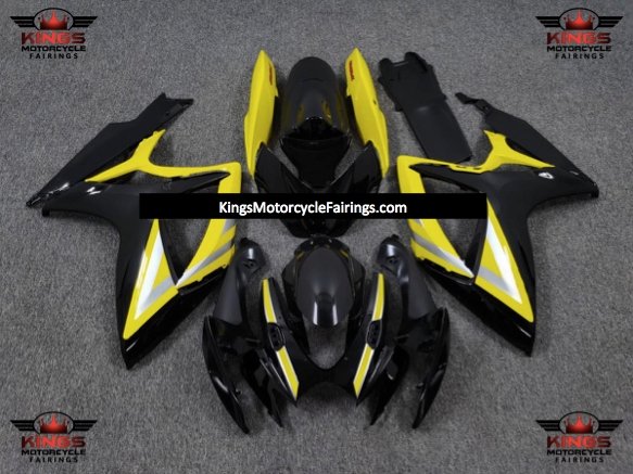 Suzuki GSXR600 (2006-2007) Black, Silver & Yellow Fairings