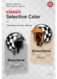Black & White Checkered Flames & Brown Leather Open Face 3/4 Beasley Motorcycle Helmet is brought to you by KingsMotorcycleFairings.com