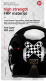 Black & White Checkered Flames & Brown Leather Open Face 3/4 Beasley Motorcycle Helmet is brought to you by KingsMotorcycleFairings.com