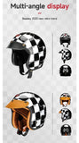 Black & White Checkered Flames & Brown Leather Open Face 3/4 Beasley Motorcycle Helmet is brought to you by KingsMotorcycleFairings.com