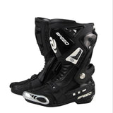 Black & White Tall Speed Leather Motorcycle Boots at KingsMotorcycleFairings.com