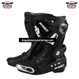 Black & White Tall Speed Leather Motorcycle Boots at KingsMotorcycleFairings.com