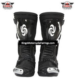 Black & White Tall Speed Leather Motorcycle Boots at KingsMotorcycleFairings.com