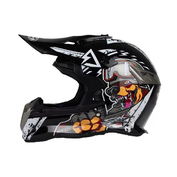 Black & White War Dog Dirt Bike Motorcycle Helmet at KingsMotorcycleFiarings.com