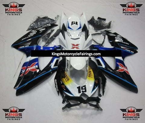 Suzuki GSXR600 (2008-2010) Black, White & Blue BRUX Fairings