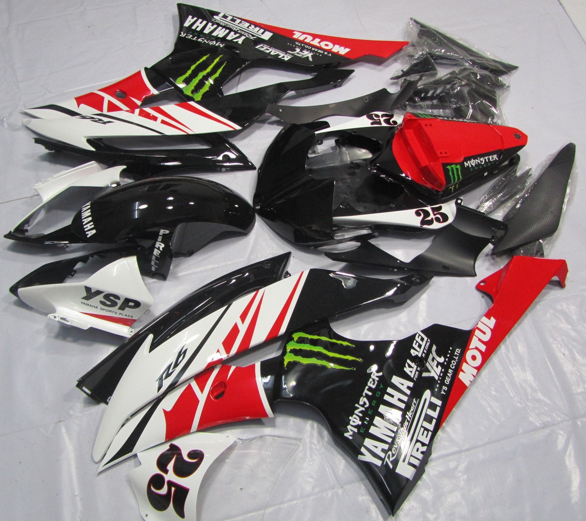 Yamaha R6 Fairings (2008-2016) White, Red, Black Monster