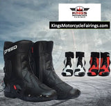 Black, Red & White Speed Leather Motorcycle Mid Boots at KingsMotorcycleFairings.com