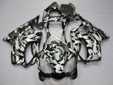 Black, White and Gray Camouflage Fairing Kit for a 2001, 2002, 2003 Honda CBR600F4i motorcycle