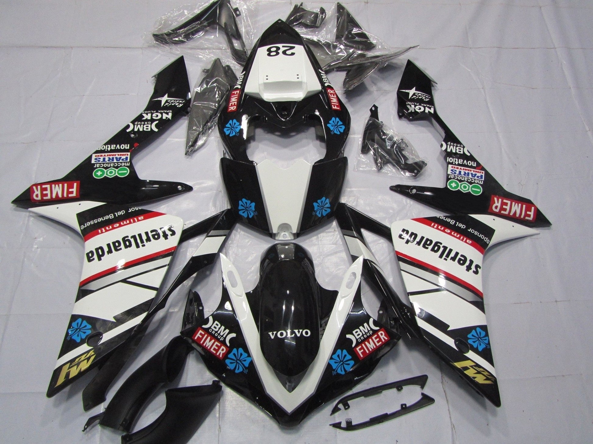 Yamaha YZF-R1 (2007-2008) Black, White & Red Fimer Fairings