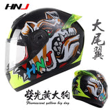 The Black and Yellow Dog HNJ Full-Face Motorcycle Helmet is brought to you by Kings Motorcycle Fairings