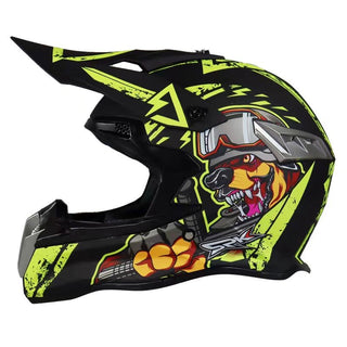 yellow and black motocross helmet