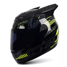 The Black, Yellow and Gray Pulse HNJ Full-Face Motorcycle Helmet with Horns & Braids by Kings Motorcycle Fairings