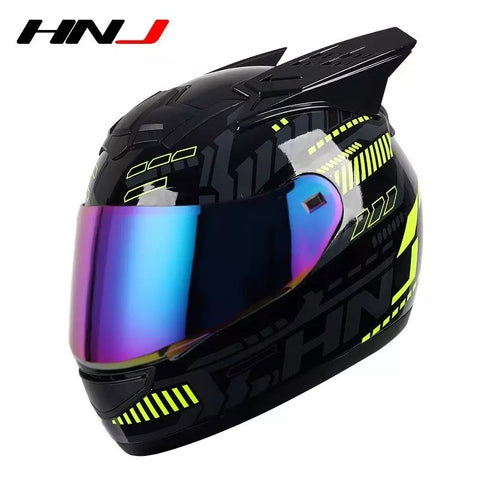 The Black, Yellow and Gray Pulse HNJ Full-Face Motorcycle Helmet with Horns & Braids is brought to you by Kings Motorcycle Fairings