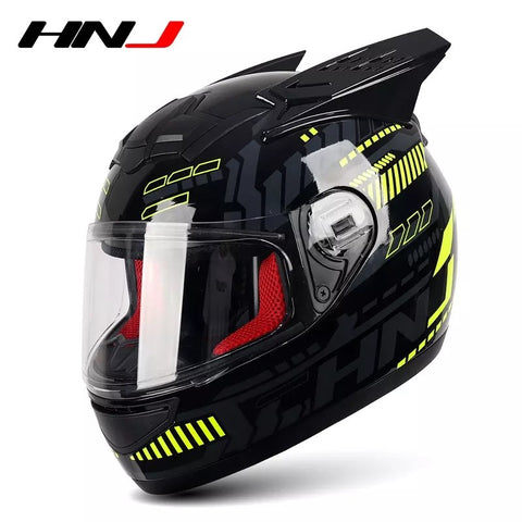 The Black, Yellow and Gray Pulse HNJ Full-Face Motorcycle Helmet with Horns & Braids is brought to you by Kings Motorcycle Fairings