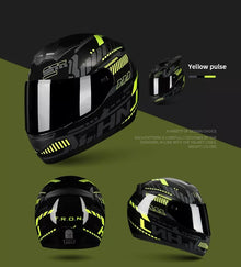 The Black, Yellow and Gray Pulse HNJ Full-Face Motorcycle Helmet with Horns & Braids at Kings Motorcycle Fairings