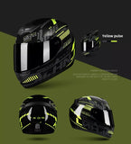 The Black, Yellow and Gray Pulse HNJ Full-Face Motorcycle Helmet with Horns & Braids at Kings Motorcycle Fairings