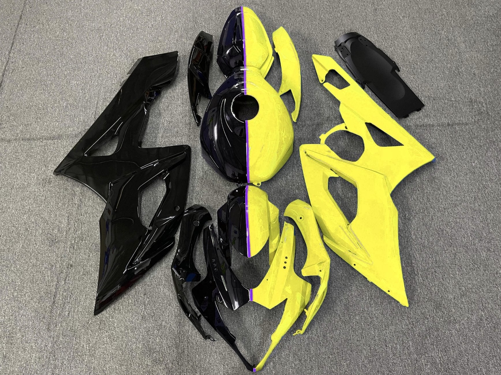 Black, Yellow and Purple Split Fairing Kit for a 2005 & 2006 Suzuki GSX-R1000 motorcycle