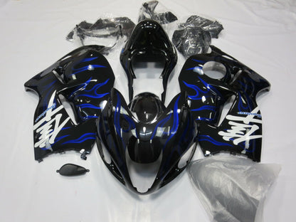 Black and Blue Flame Fairing Kit for a 1999, 2000, 2001, 2002, 2003, 2004, 2005, 2006, & 2007 Suzuki GSX-R1300 Hayabusa motorcycle