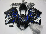 Black and Blue Flame Fairing Kit for a 1999, 2000, 2001, 2002, 2003, 2004, 2005, 2006, & 2007 Suzuki GSX-R1300 Hayabusa motorcycle