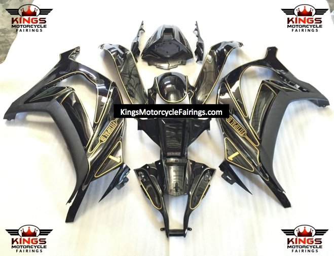 Kawasaki Ninja ZX10R Fairings (2011-2015) Black, Gold