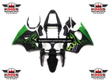 Fairing kit for a Kawasaki ZX6R 636 (2000-2002) Black & Green Flames