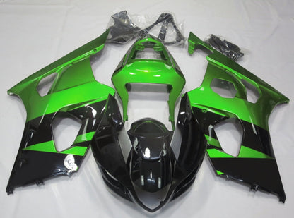 Black and Green Fairing Kit for a 2003 & 2004 Suzuki GSX-R1000 motorcycle