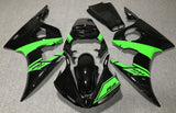 Black and Green Fairing Kit for a 2003 & 2004 Yamaha YZF-R6 motorcycle