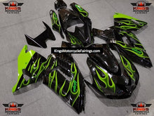 Fairing kit for a Kawasaki Ninja ZX14R (2006-2011) Black & Light Green Flames