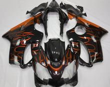 Black and Orange Flames Fairing Kit for a 2004, 2005, 2006, 2007 Honda CBR600F4i motorcycle
