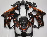 Black and Orange Flames Fairing Kit for a 2004, 2005, 2006, 2007 Honda CBR600F4i motorcycle