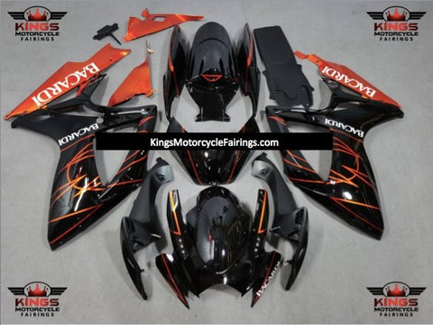 Suzuki GSXR600 (2006-2007) Black & Orange Tribal Bacardi Fairings