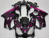 Black and Pink Flames Fairing Kit for a 2004, 2005, 2006, 2007 Honda CBR600F4i motorcycle