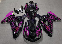 Black and Pink Flame Fairing Kit for a 2006, 2007, 2008, 2009, 2010 & 2011 Kawasaki Ninja ZX-14R motorcycle