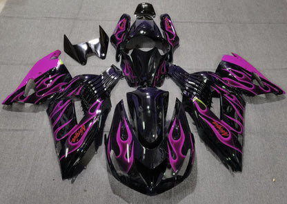 Black and Pink Flame Fairing Kit for a 2006, 2007, 2008, 2009, 2010 & 2011 Kawasaki Ninja ZX-14R motorcycle
