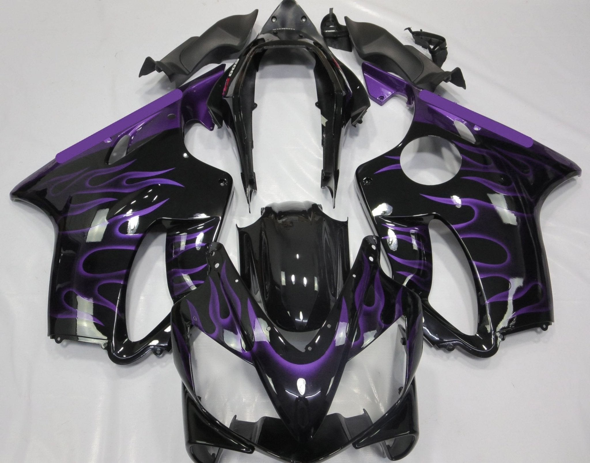 Honda CBR600F4i Fairings (2004-2007) Black, Purple Flame at KingsMotorcycleFairings.com