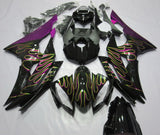 Black, Green and Purple Flames Fairing Kit for a 2008, 2009, 2010, 2011, 2012, 2013, 2014, 2015 & 2016 Yamaha YZF-R6 motorcycle