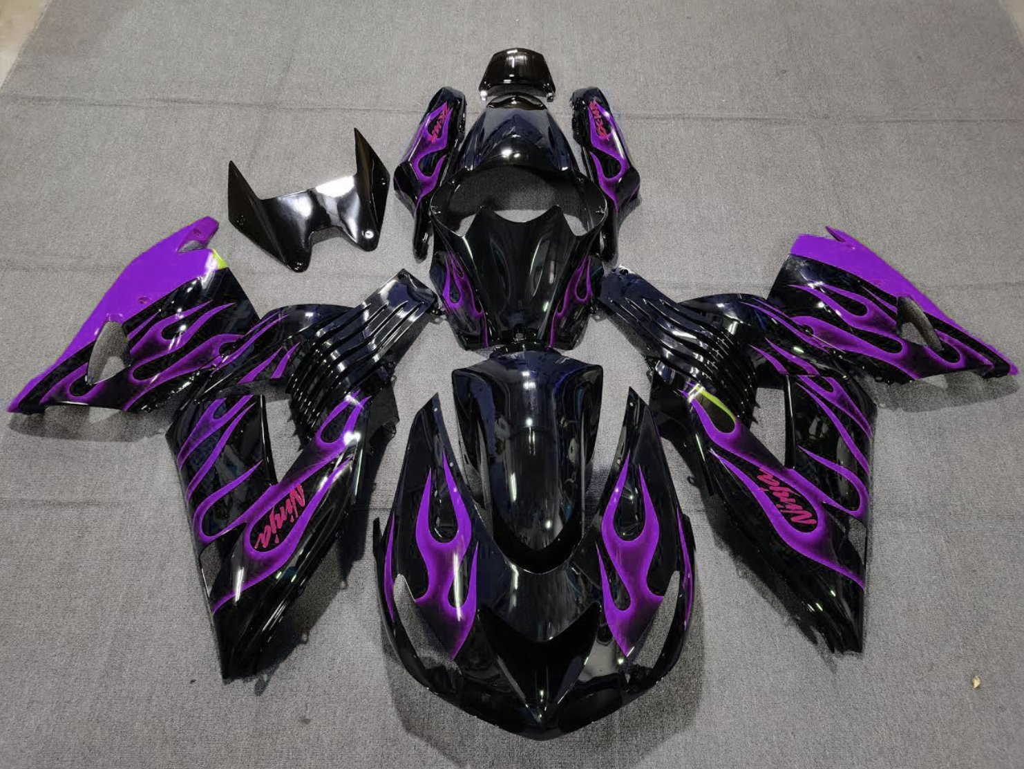 Fairings | Kawasaki ZX14R (2006-2011) Black, Purple Flames