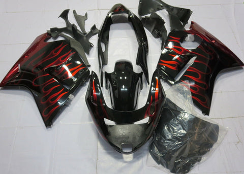 HONDA CBR1100XX Super Blackbird (1996-2007) Black & Red Flame Fairings