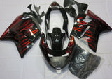 Black and Red Flames Fairing Kit for a 1996, 1997, 1998, 1999, 2000, 2001, 2002, 2003, 2004, 2005, 2006 & 2007 Honda CBR1100XX Super Blackbird motorcycle