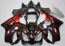 Black and Red Flames Fairing Kit for a 2001, 2002, 2003 Honda CBR600F4i motorcycle