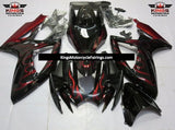 Black and Red Flame Fairing Kit for a 2006 & 2007 Suzuki GSX-R750 motorcycle