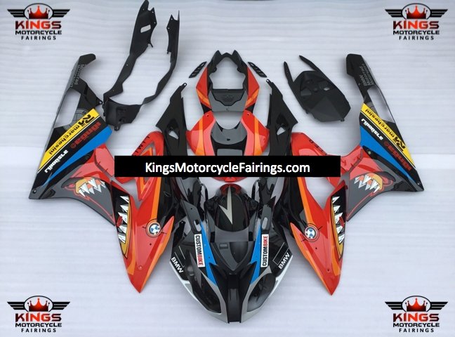 Black and Red Shark Fairing Kit for a 2017 and 2018 BMW S1000RR motorcycle