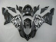 Black and White Flame Fairing Kit for a 2004 & 2005 Kawasaki ZX-10R motorcycle